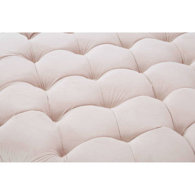 Suri Pale Pink Velvet Tufted Round Ottoman Stool