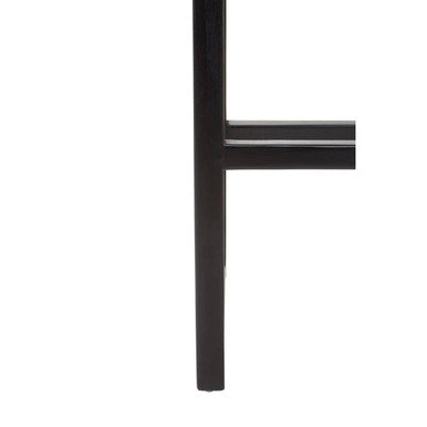 Kendari Grey Leather and Black Teak Wood Bar Chair
