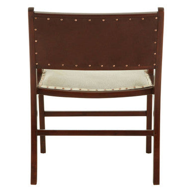 Kendari Natural Hair on Leather and Teak Wood Dining Chair