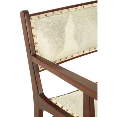 Kendari Natural Hair on Leather and Teak Wood Dining Chair