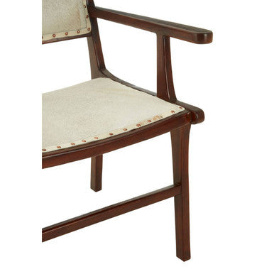 Kendari Natural Hair on Leather and Teak Wood Dining Chair