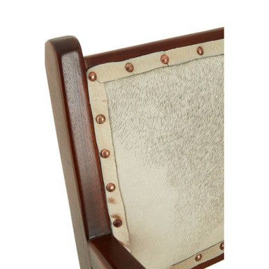 Kendari Natural Hair on Leather and Teak Wood Dining Chair