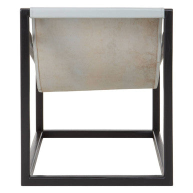 Kendari Grey Leather and Black Teak Wood Sling Chair