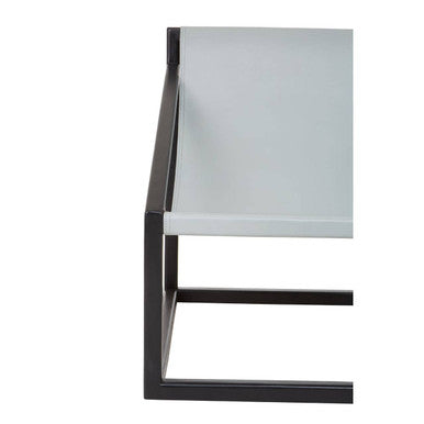 Kendari Grey Leather and Black Teak Wood Sling Chair