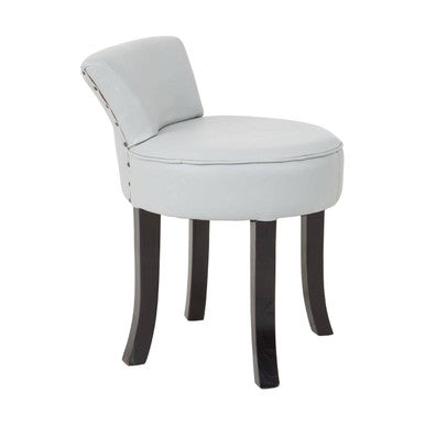 Kendari Grey Leather and Black Teak Wood Round Chair