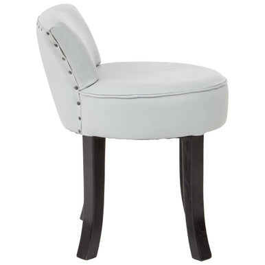 Kendari Grey Leather and Black Teak Wood Round Chair