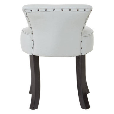 Kendari Grey Leather and Black Teak Wood Round Chair