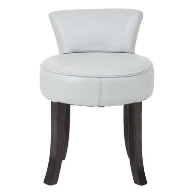 Kendari Grey Leather and Black Teak Wood Round Chair