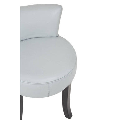 Kendari Grey Leather and Black Teak Wood Round Chair
