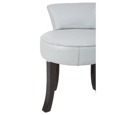 Kendari Grey Leather and Black Teak Wood Round Chair