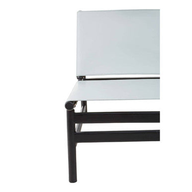Kendari Grey Leather and Black Teak Wood Modern Sling Chair