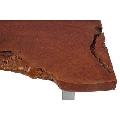 Brown Longan Wood Coffee Table with Silver Steel Frame | Surak