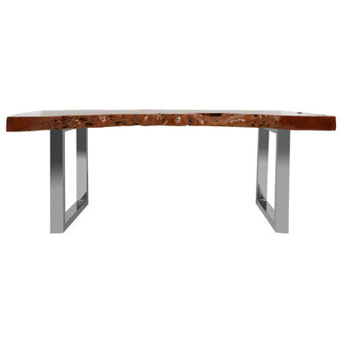 Brown Longan Wood Coffee Table with Silver Steel Frame | Surak