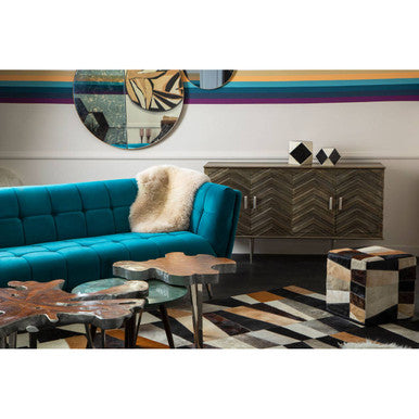 Silver Teak Wood Star Top Coffee Table with Steel Legs | Surak