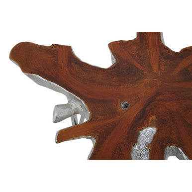 Silver Teak Wood Star Top Coffee Table with Steel Legs | Surak