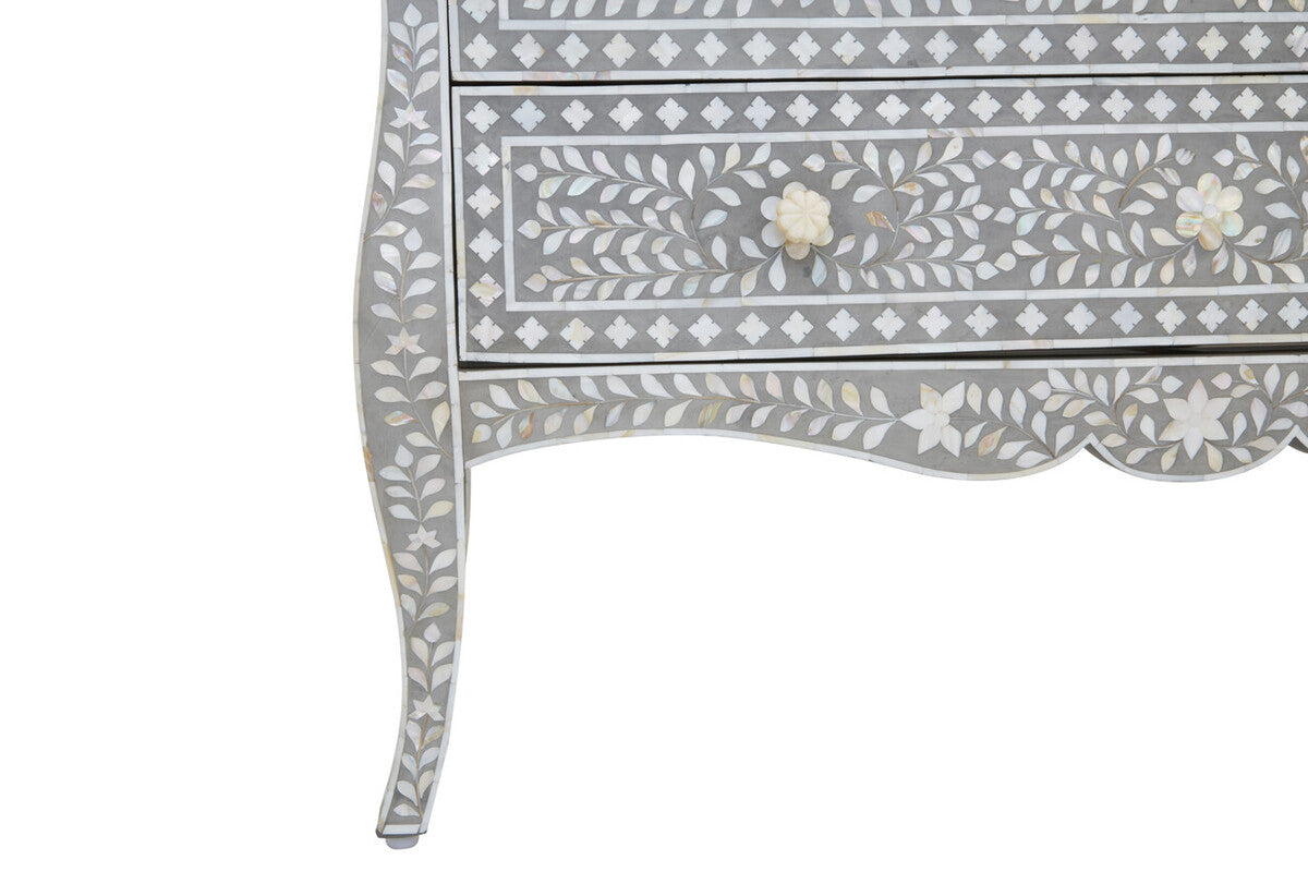 Fusion Grey and White Mother of Pearl Inlay 2 Drawer Chest