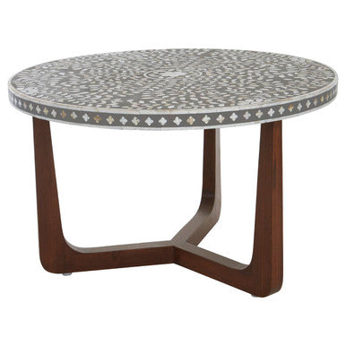 Fusion Mother of Pearl and Mango Wood Round Coffee Table