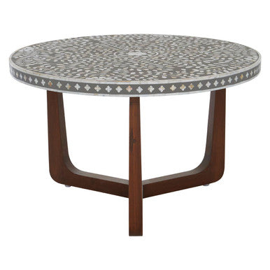 Fusion Mother of Pearl and Mango Wood Round Coffee Table