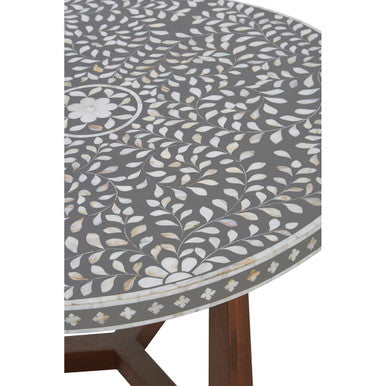 Fusion Mother of Pearl and Mango Wood Round Coffee Table