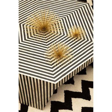 Fusion Black and White Bone Inlay Hexagonal Coffee Table