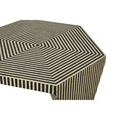 Fusion Black and White Bone Inlay Hexagonal Coffee Table