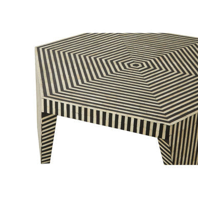 Fusion Black and White Bone Inlay Hexagonal Coffee Table