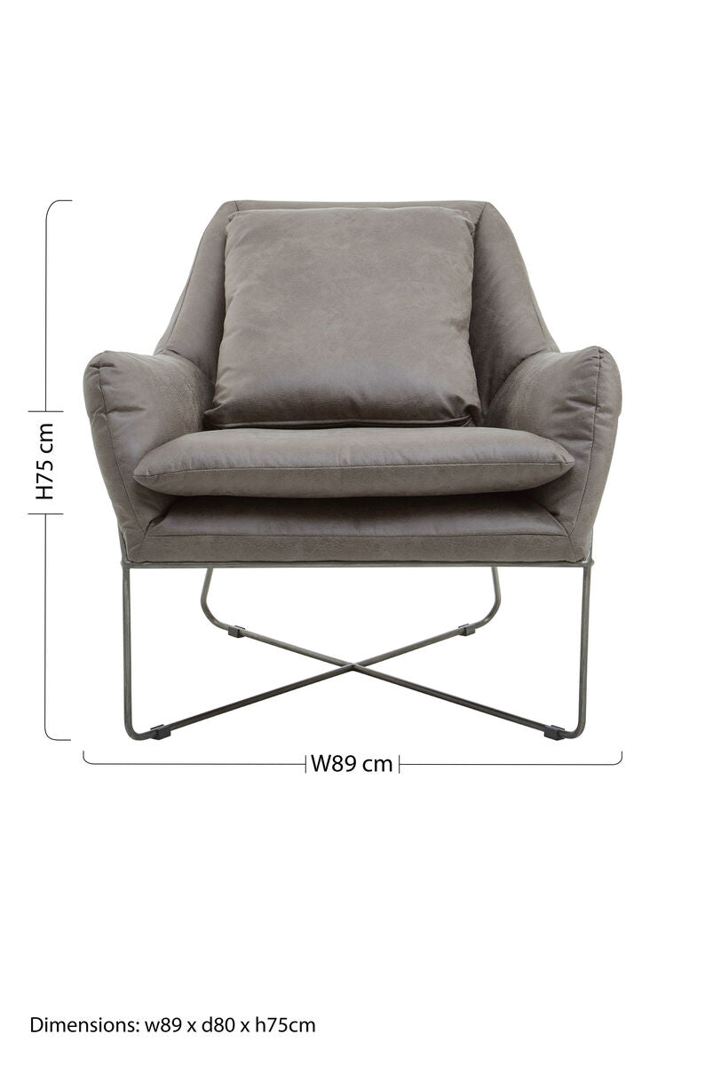 Hugo Grey Leather Effect Chair