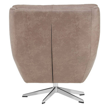 Harold Brown Leather Effect Button Tufted Swivel Chair
