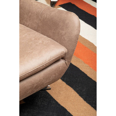 Harold Brown Leather Effect Button Tufted Swivel Chair