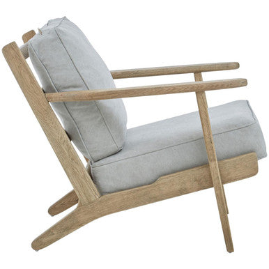 Harry Grey Linen and Dark Oak Wood Armchair