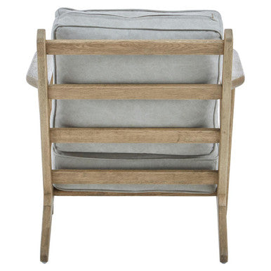 Harry Grey Linen and Dark Oak Wood Armchair