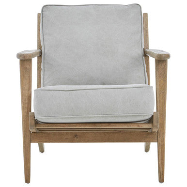 Harry Grey Linen and Dark Oak Wood Armchair