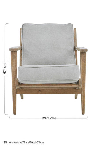 Harry Grey Linen and Dark Oak Wood Armchair