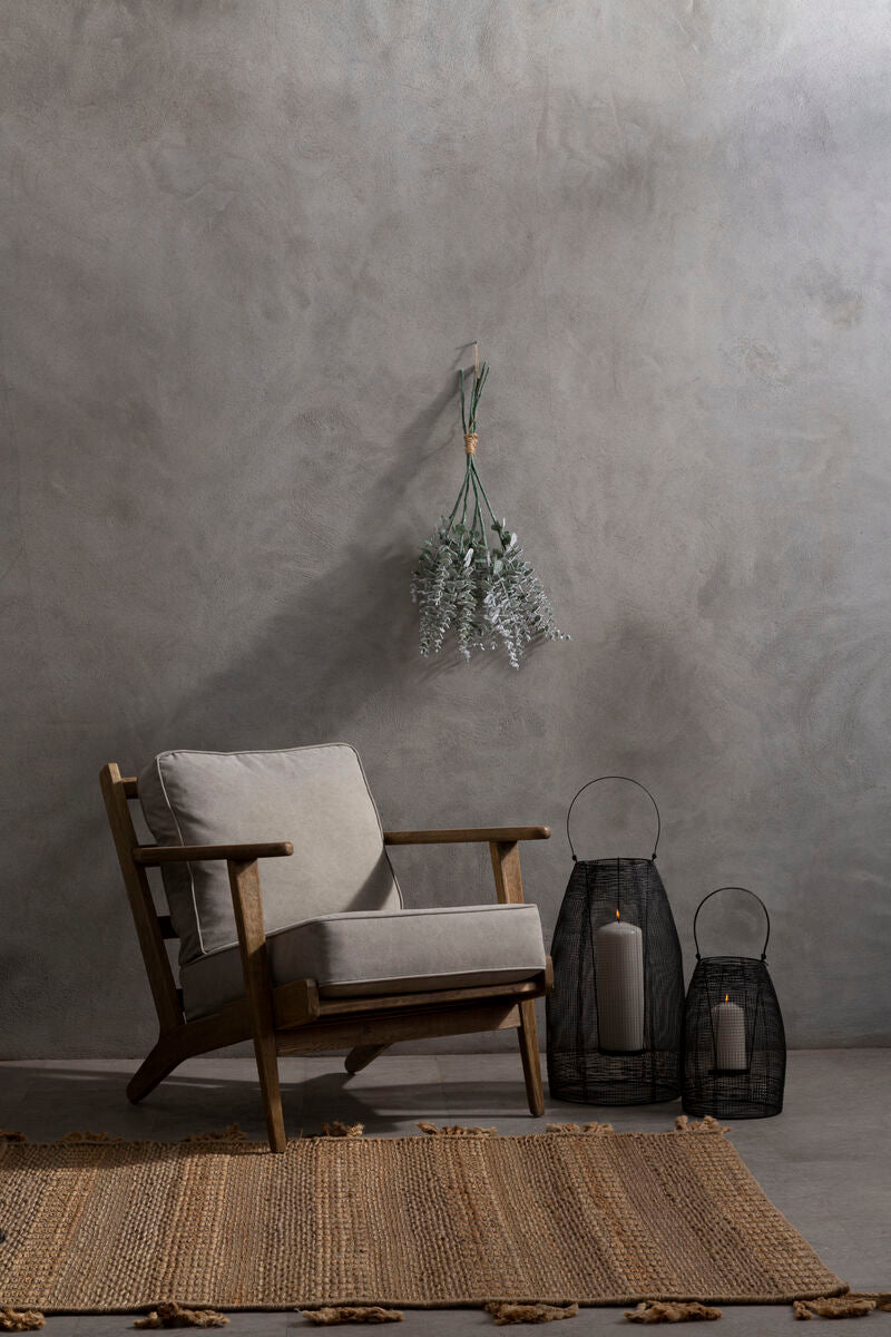 Harry Grey Linen and Dark Oak Wood Armchair