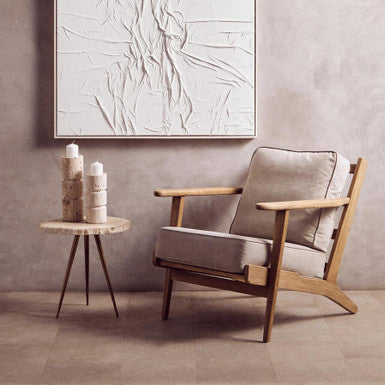 Harry Grey Linen and Dark Oak Wood Armchair