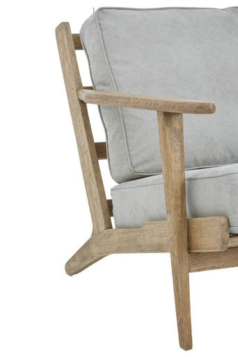 Harry Grey Linen and Dark Oak Wood Armchair
