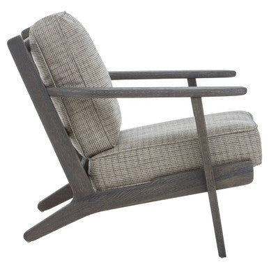 Hector Grey Tweed and Black Oak Wood Frame Armchair