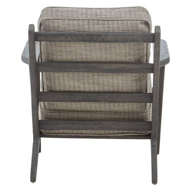Hector Grey Tweed and Black Oak Wood Frame Armchair