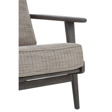 Hector Grey Tweed and Black Oak Wood Frame Armchair