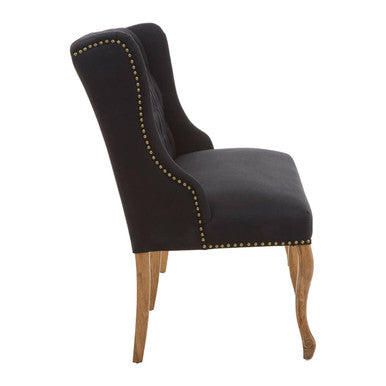 Harrison Black Fabric Button Tufted 2 Seater Bench Sofa