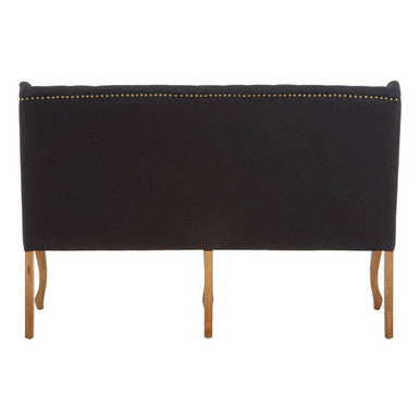Harrison Black Fabric Button Tufted 2 Seater Bench Sofa