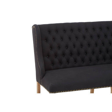 Harrison Black Fabric Button Tufted 2 Seater Bench Sofa