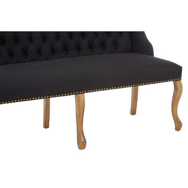 Harrison Black Fabric Button Tufted 2 Seater Bench Sofa