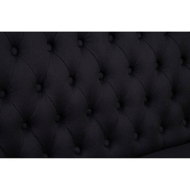 Harrison Black Fabric Button Tufted 2 Seater Bench Sofa