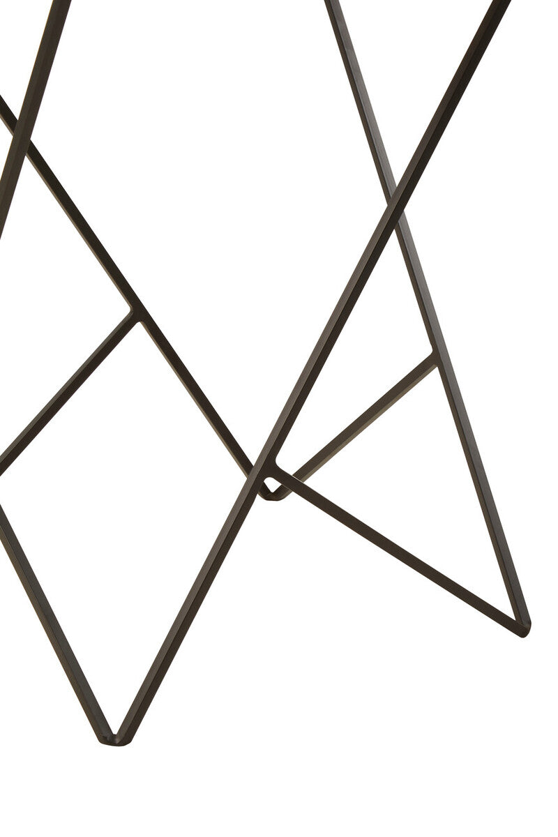 Shalimar White Marble and Black Finish Side Table