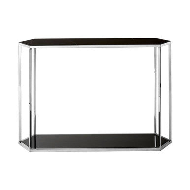 Piermount Black Marble and Silver Finish Console Table