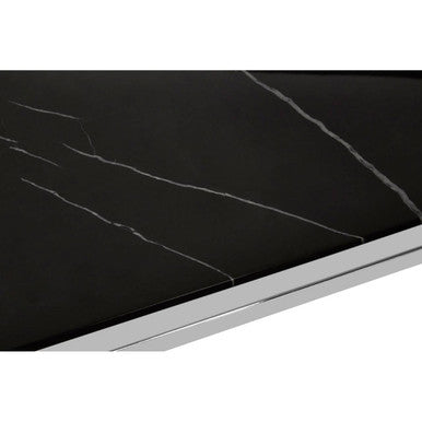 Piermount Black Marble and Silver Finish Console Table