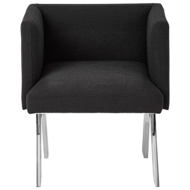 Piermount Black Fabric Dining Chair with Arms