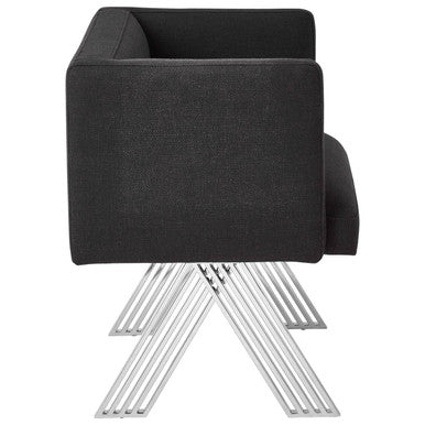 Piermount Black Fabric Dining Chair with Arms