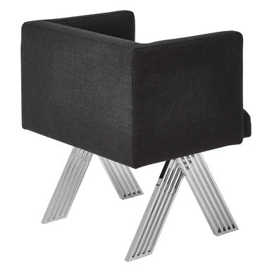 Piermount Black Fabric Dining Chair with Arms